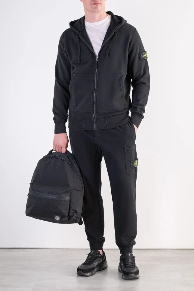 Stone Island капюшоны және металл сыдырмасы бар қара мақта костюм 197787 - фото 2