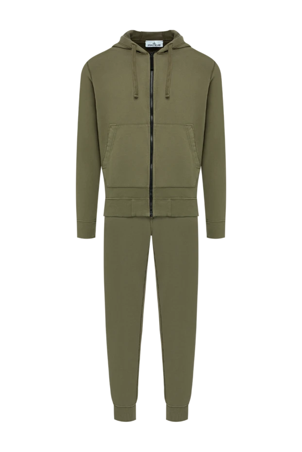 Stone Island хлопковый костюм цвета хаки с регулируемым капюшоном 197788 - фото 1