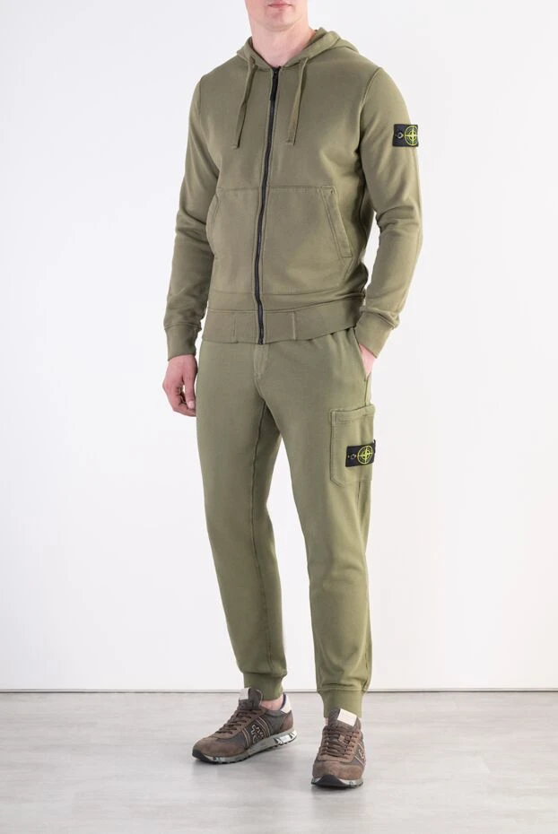 Stone Island хлопковый костюм цвета хаки с регулируемым капюшоном 197788 - фото 2
