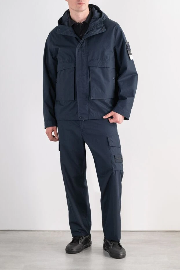 Stone Island синий мужской монохромный костюм-карго из плотного хлопка o-ventile 197790 - фото 2