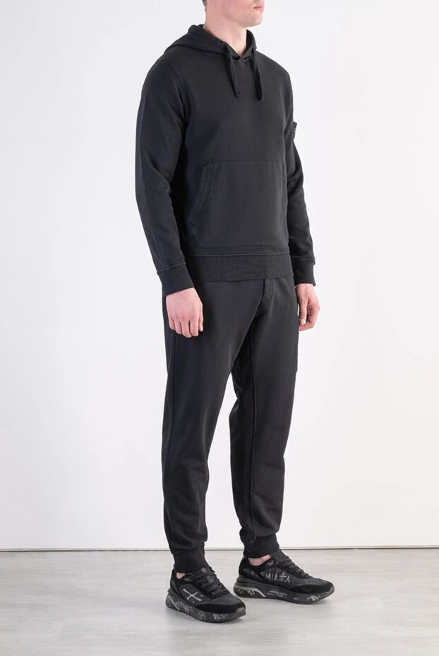 Stone Island men's casual tracksuit in signature deep black 197797 - photo 3