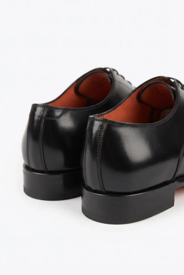 Santoni мужские кожаные оксфорды черного цвета с оранжевой подошвой 197814 - photo 2