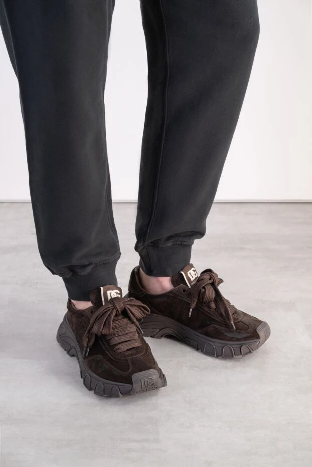 Dolce & Gabbana men's brown suede country road monogram sneakers 197818 - photo 2