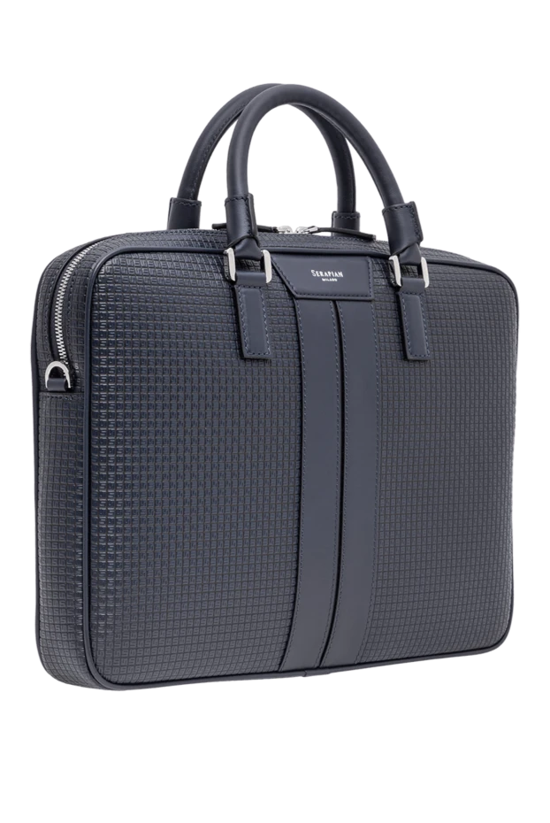 Serapian ultra-thin blue stepan canvas briefcase with leather inserts 197850 - photo 3