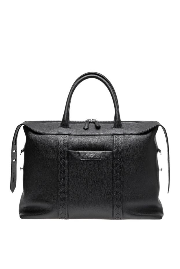 Serapian деловая сумка soft business bag из черной кожи cachemire с деталями mosaico 197856 - фото 1
