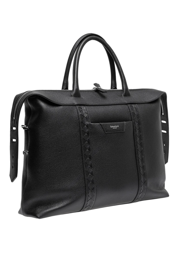 Serapian деловая сумка soft business bag из черной кожи cachemire с деталями mosaico 197856 - фото 3