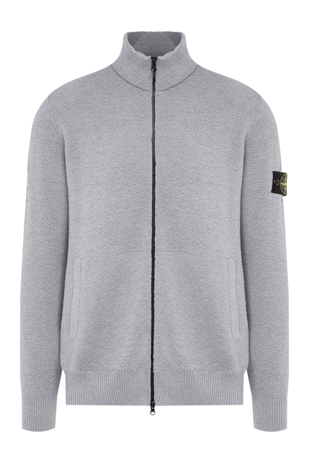 Stone Island мужской вязаный кардиган на молнии светло-серого цвета 197869 - фото 1
