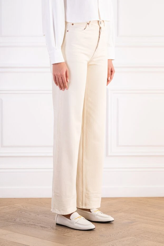 Saint Laurent light beige high-waisted loose-fit jeans 197872 - photo 3