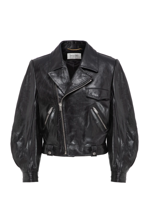Saint Laurent байкерская куртка из гладкой наппы с серебристой фурнитурой 197876 - фото 1