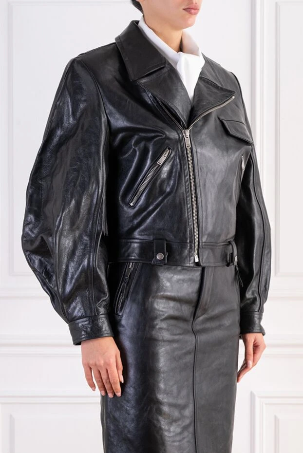 Saint Laurent байкерская куртка из гладкой наппы с серебристой фурнитурой 197876 - фото 3
