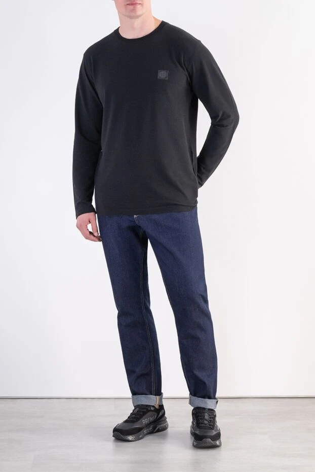 Men's dark gray sweatshirt made of natural cotton with a patch - photo 2