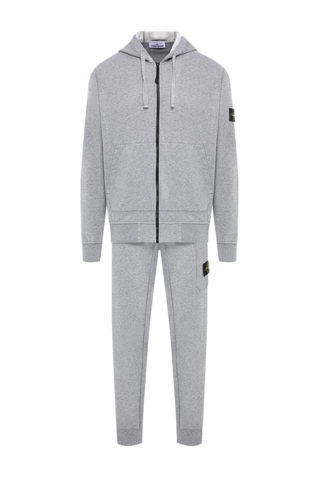 Stone Island men's knitted tracksuit in light gray melange color 197879 - photo 1
