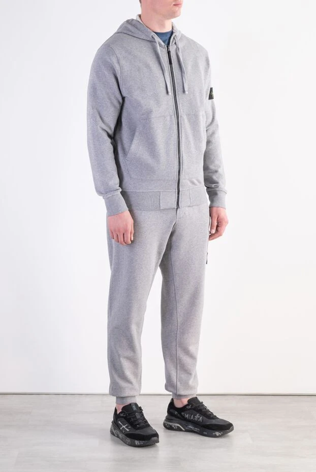 Stone Island ашық сұр меланж түсті ерлерге арналған тоқылған спорттық костюм 197879 - фото 3