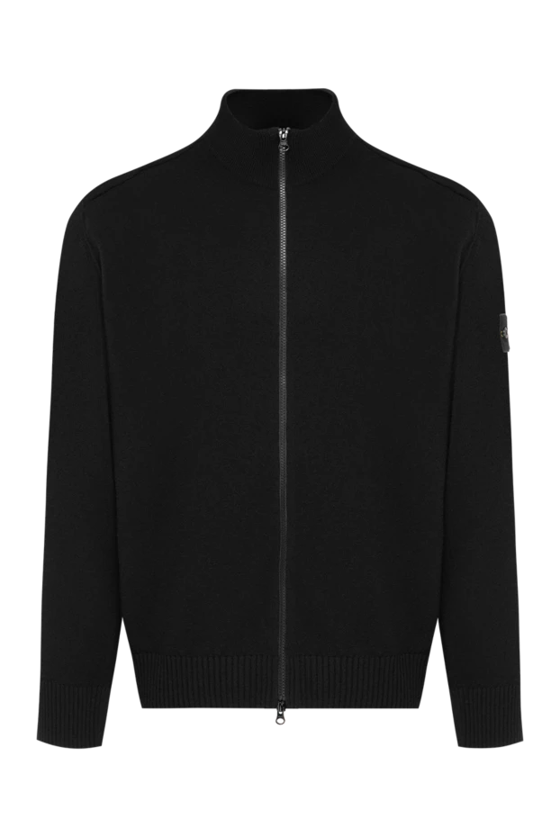 Stone Island ерлерге арналған өте жұқа қара жүннен жасалған сыдырмалы тоқылған кардиган 197884 - фото 1