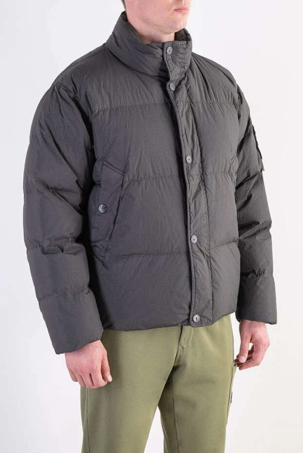 Stone Island ерлерге арналған, lead grey түсті фирмалық реңкті тоқылған мамық күртеше 197890 - фото 3