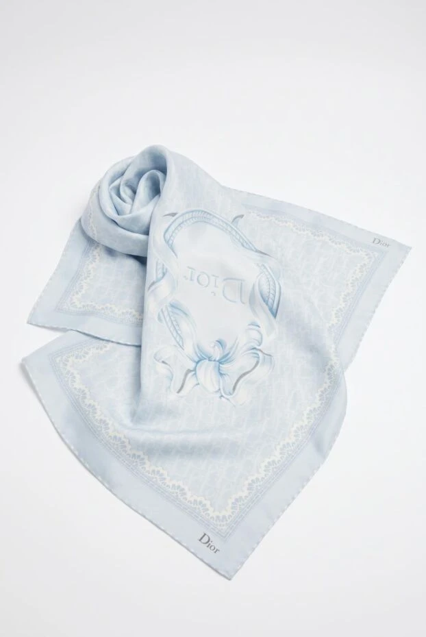 Dior шёлковый платок-каре dioriviera dior bows 90 бело-голубого цвета 197897 - photo 2
