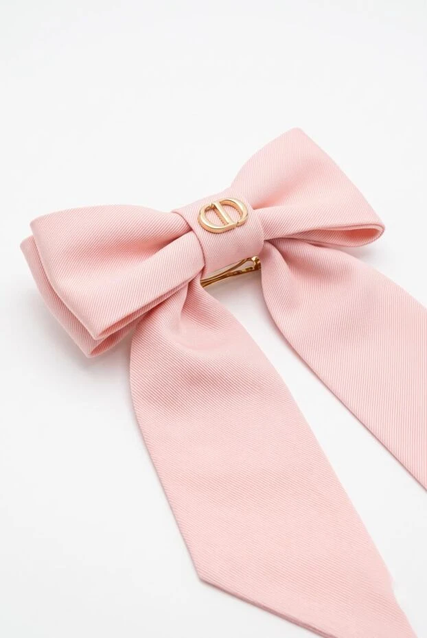 Dior розовая заколка-бант twist bow с золотистой монограммой 197898 - photo 2