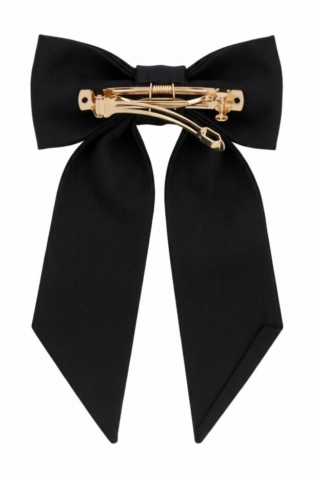 Dior черная заколка-бант twist bow с золотистым логотипом cd 197899 - photo 3
