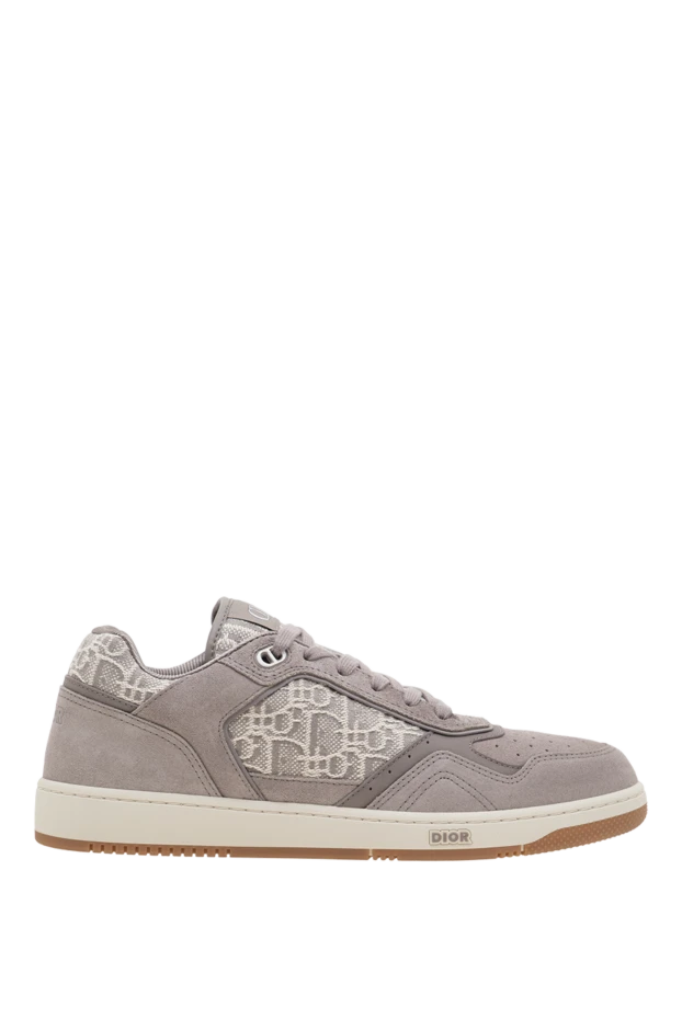 Dior мужские серые кроссовки dior b27 uptown из замши и текстиля oblique 197908 - photo 1