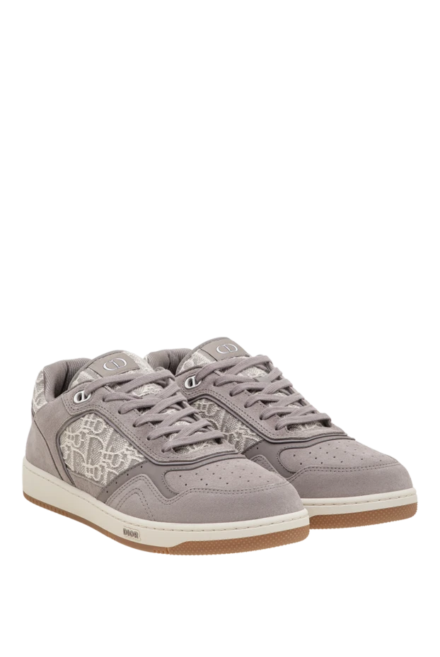 Dior мужские серые кроссовки dior b27 uptown из замши и текстиля oblique 197908 - photo 3