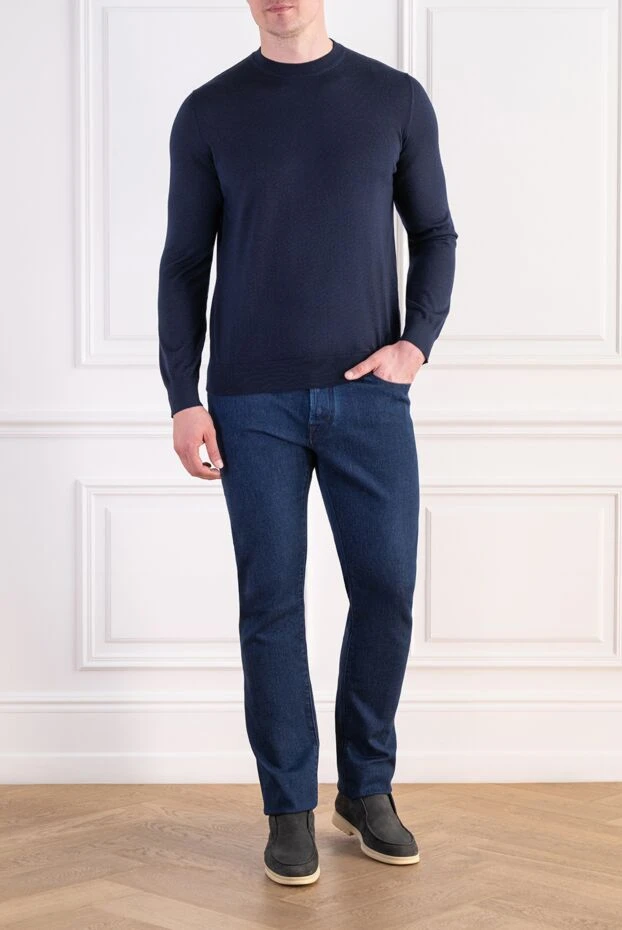 Zilli knitted jumper with a round neck in a classic navy blue color 197919 - photo 2