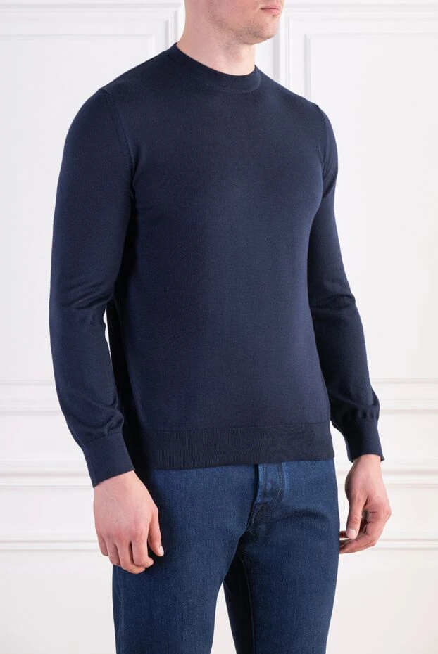 Zilli knitted jumper with a round neck in a classic navy blue color 197919 - photo 3