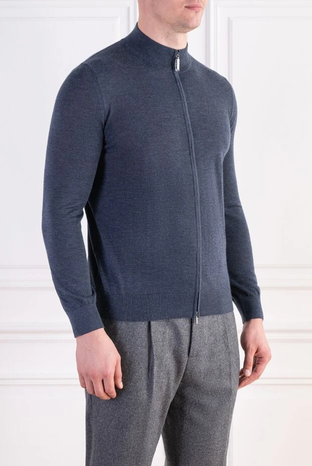 Zilli men's knitted cardigan with a zip and a stand-up collar 197920 - photo 3