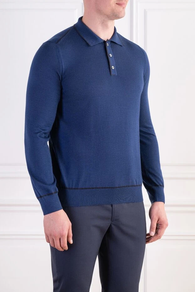 Zilli blue long sleeve polo shirt with crocodile yoke 197925 - photo 3
