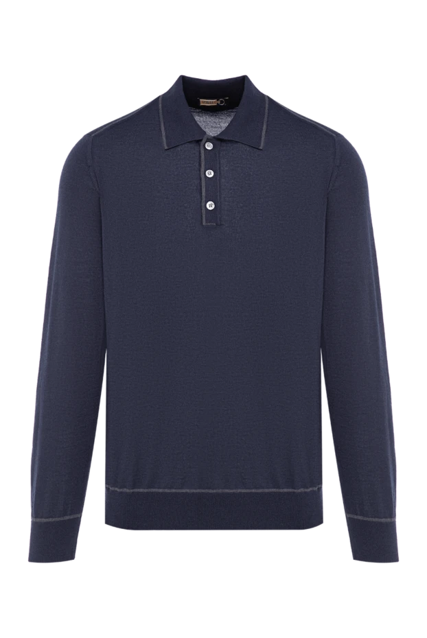 Zilli indigo long sleeve polo shirt with crocodile yoke 197927 - photo 1