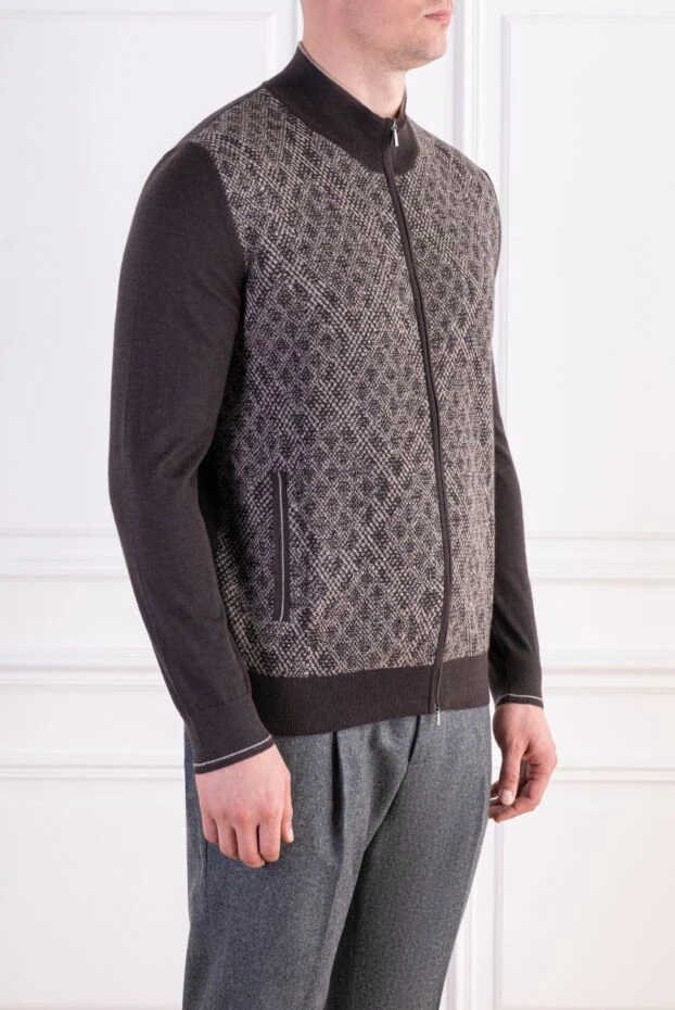 Zilli brown zip-up cardigan with geometric pattern 197932 - photo 3