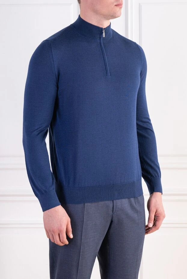 Zilli men's luxury trouser in dark blue with crocodile insert 197937 - photo 3