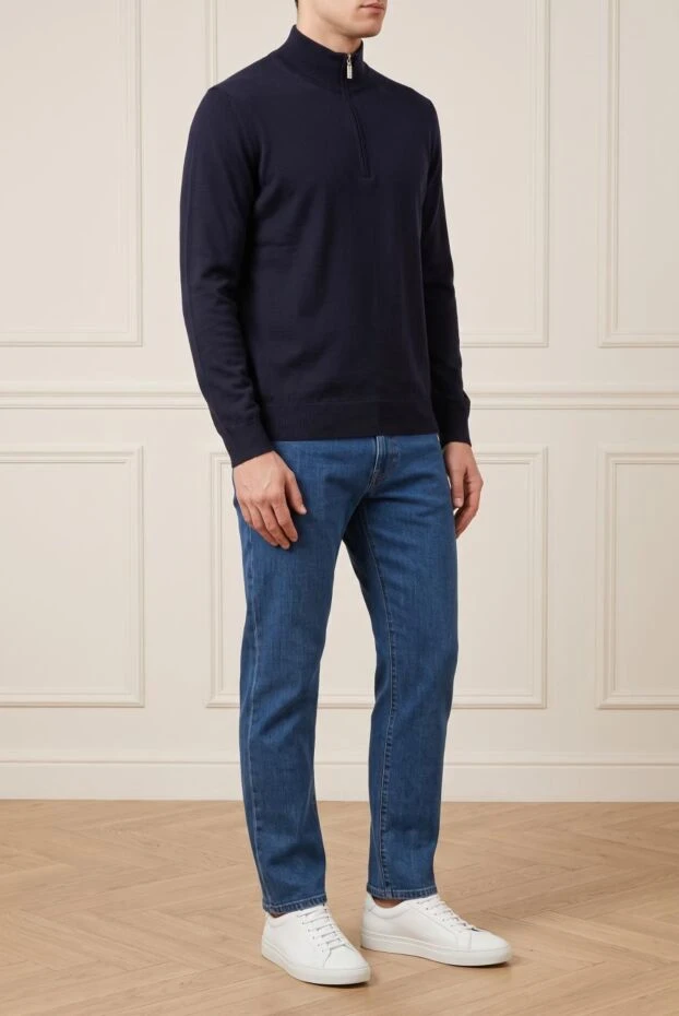 Zilli men's luxury troyer in a noble dark blue color 197938 - photo 1