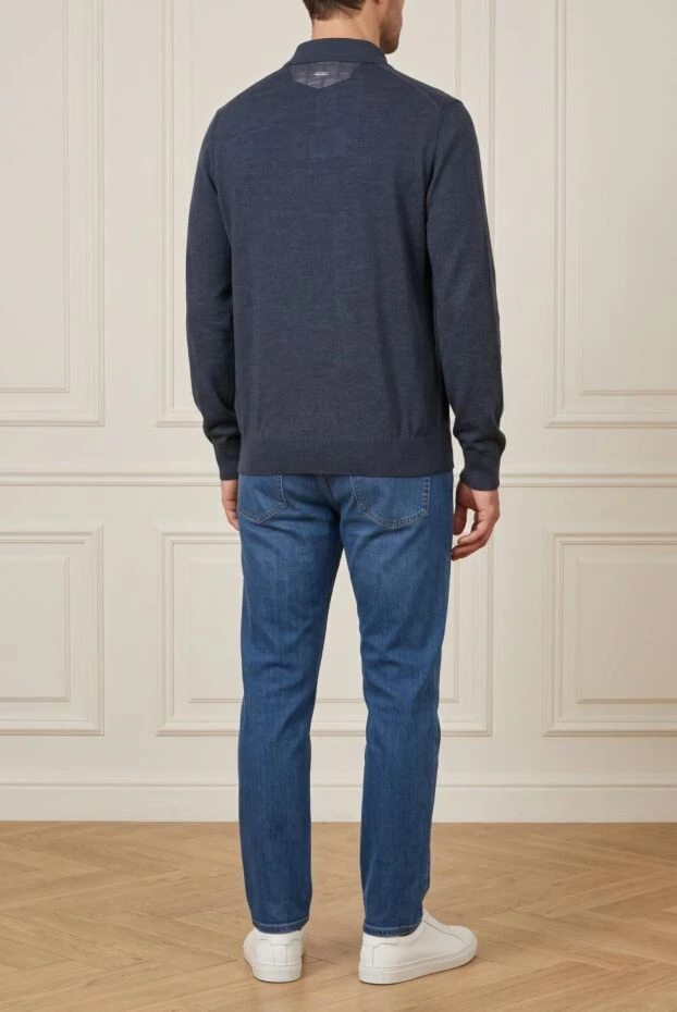 Zilli midnight blue long sleeve polo with crocodile trim 197939 - photo 2