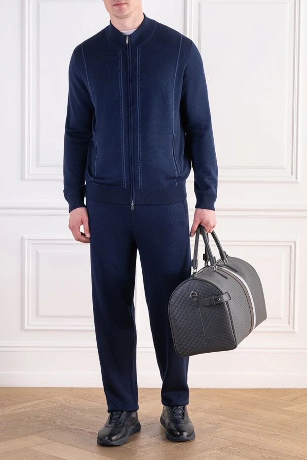 Zilli men's dark blue knitted suit with a stand-up collar 197943 - photo 2