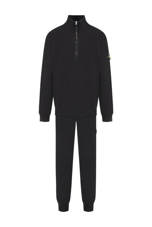 Stone Island қара мақта жүнінен тігілген ерлерге арналған жаяу жүру костюмі 197955 - фото 1