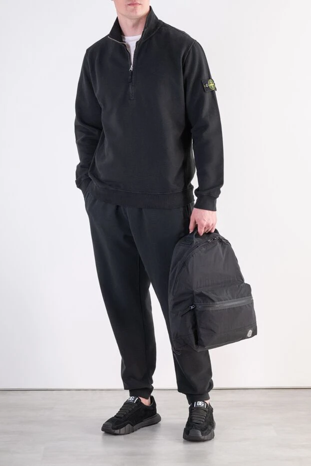 Stone Island қара мақта жүнінен тігілген ерлерге арналған жаяу жүру костюмі 197955 - фото 2