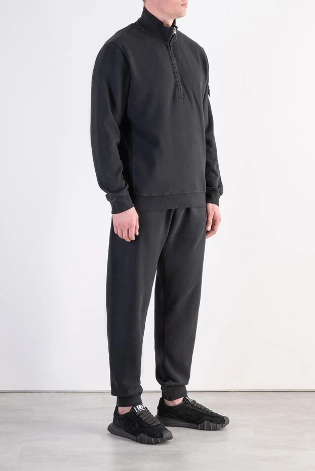 Stone Island қара мақта жүнінен тігілген ерлерге арналған жаяу жүру костюмі 197955 - фото 3
