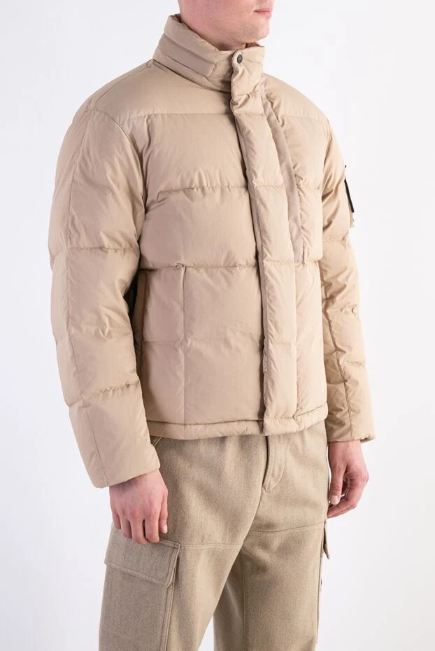 Stone Island men's quilted down jacket in a sand color with a high stand-up collar 198022 - photo 3
