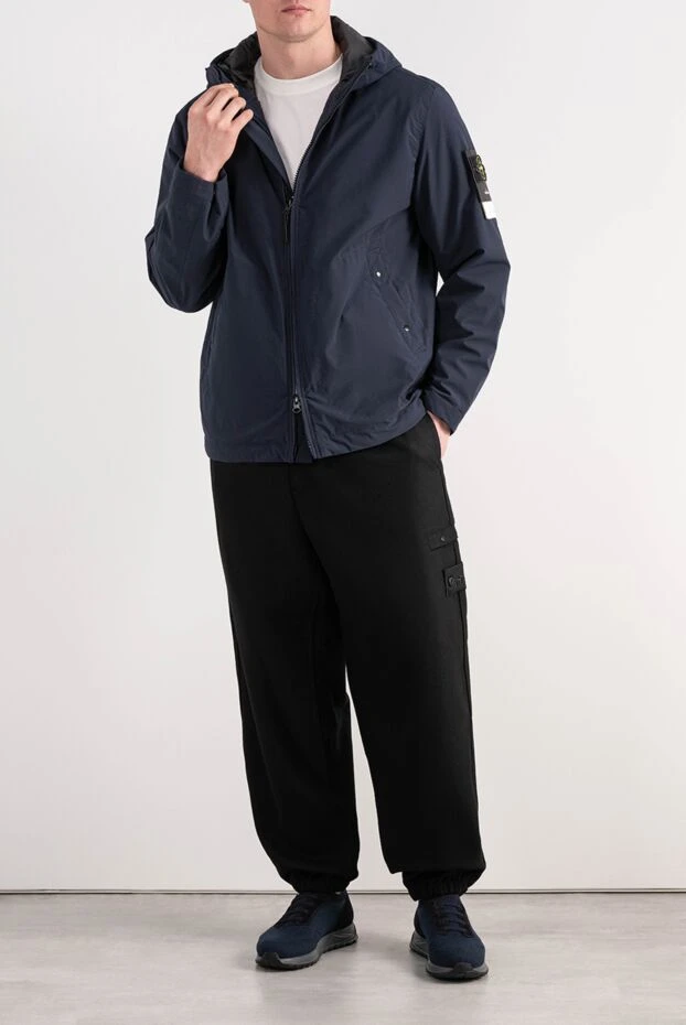 Stone Island blue men's windbreaker jacket made of membrane fabric with a removable compass 198082 - photo 2