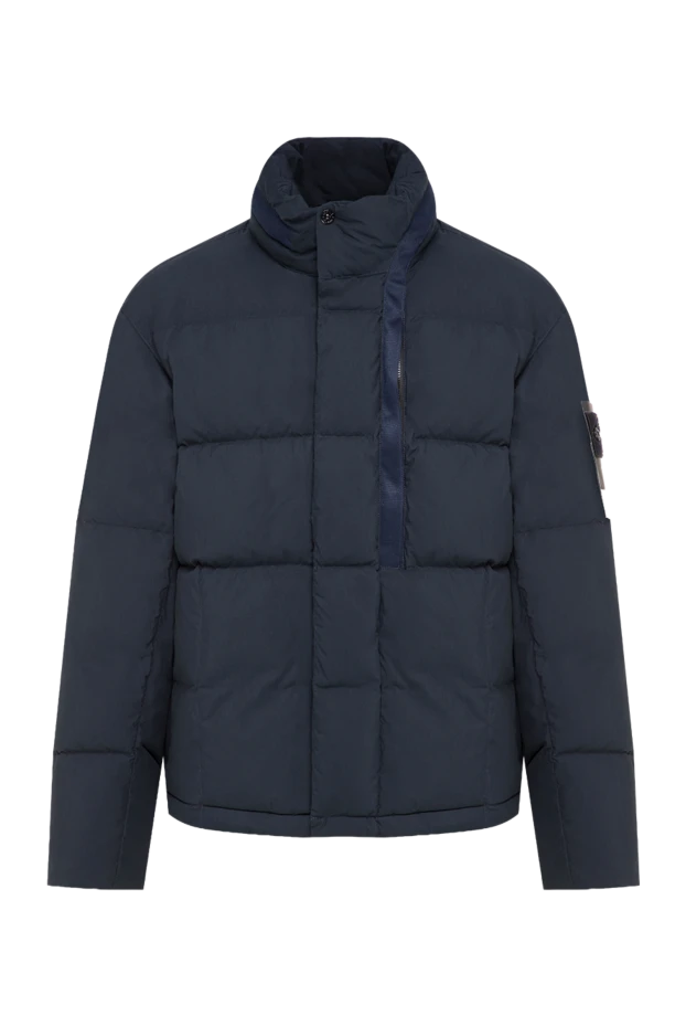 Stone Island men's dark blue quilted down jacket with a high stand-up collar 198083 - photo 1
