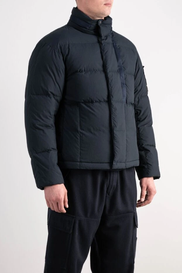 Stone Island men's dark blue quilted down jacket with a high stand-up collar 198083 - photo 3