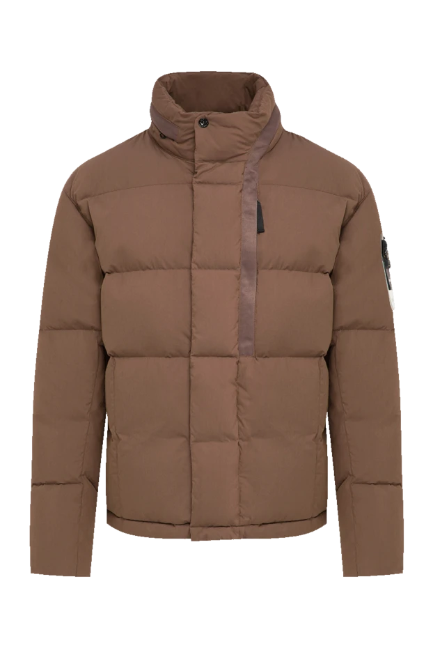 Stone Island men's quilted down jacket in brown with a high stand-up collar 198084 - photo 1