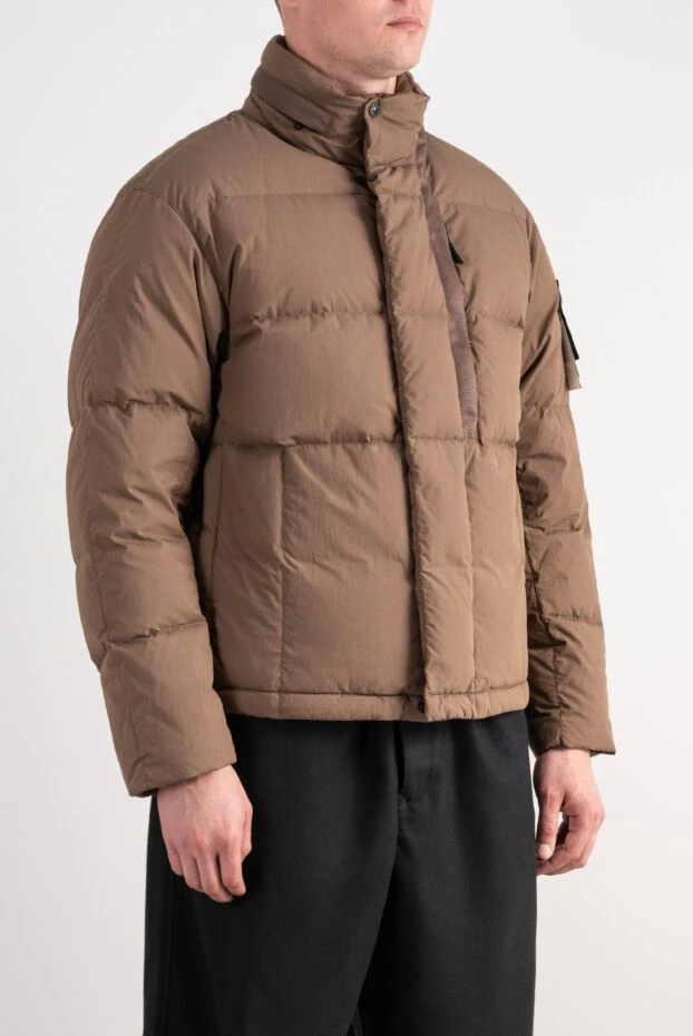 Stone Island men's quilted down jacket in brown with a high stand-up collar 198084 - photo 3