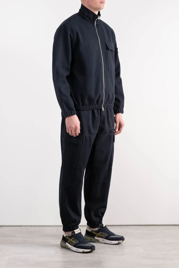 Stone Island темно-синий костюм из плотного шерстяного сукна с курткой и брюками карго 198112 - фото 3