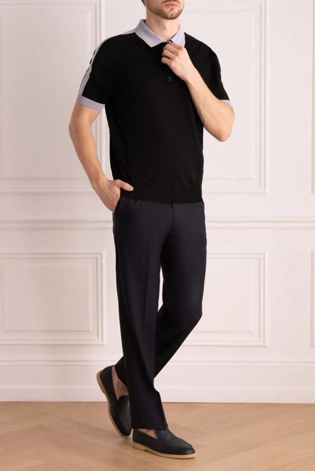 Canali man black wool and mohair trousers for men купить с ценами и фото 948968 - photo 2