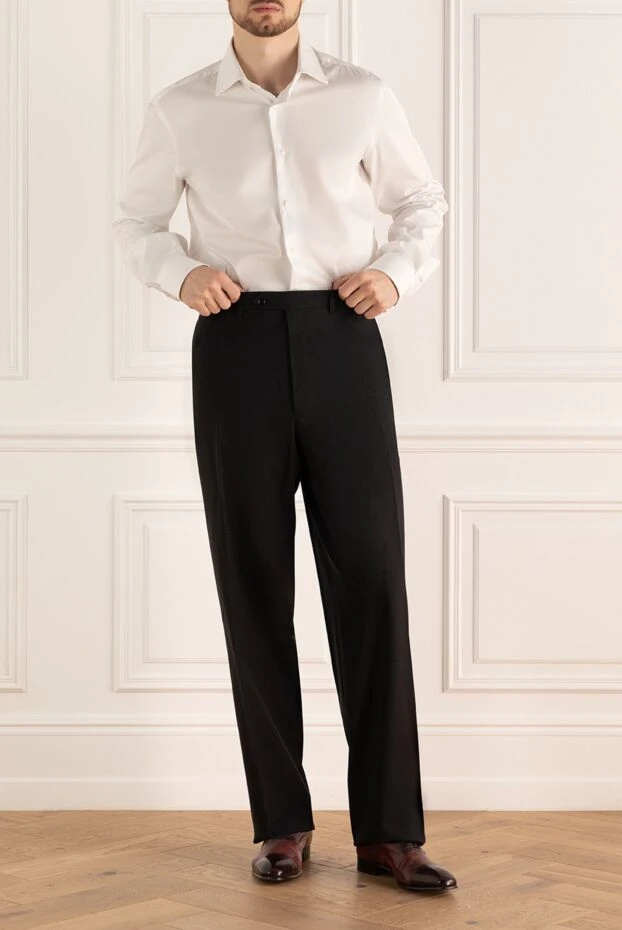 Canali man black wool trousers for men купить с ценами и фото 948970 - photo 2