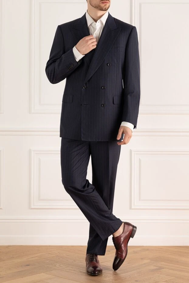 Canali man men's suit made of wool and silk, blue купить с ценами и фото 949165 - photo 2