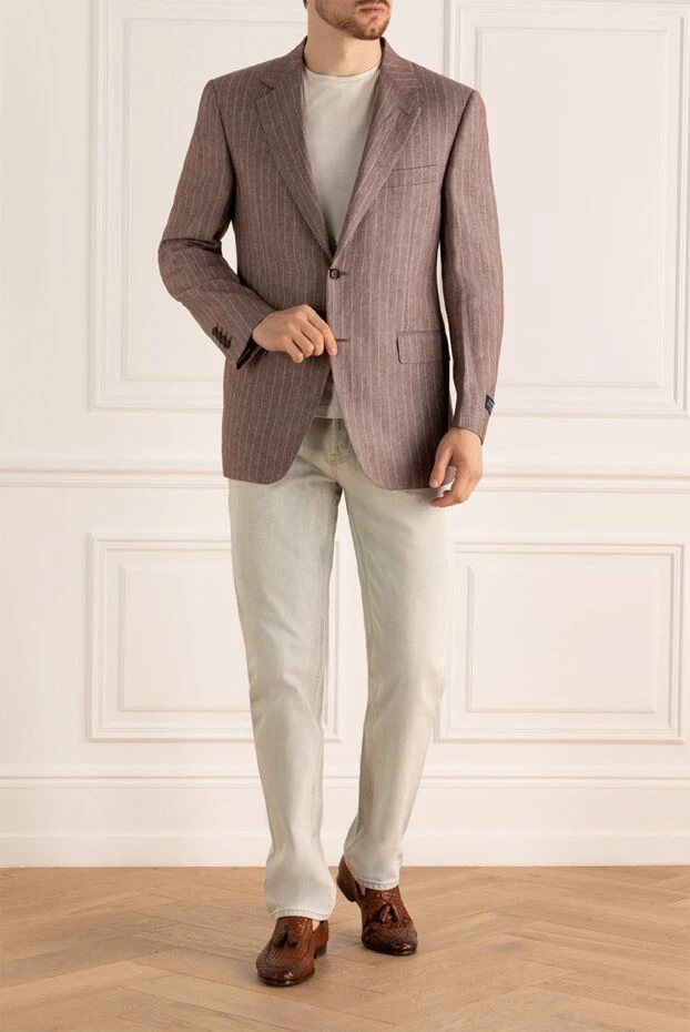 Canali man beige men's cashmere and linen jacket купить с ценами и фото 949288 - photo 2