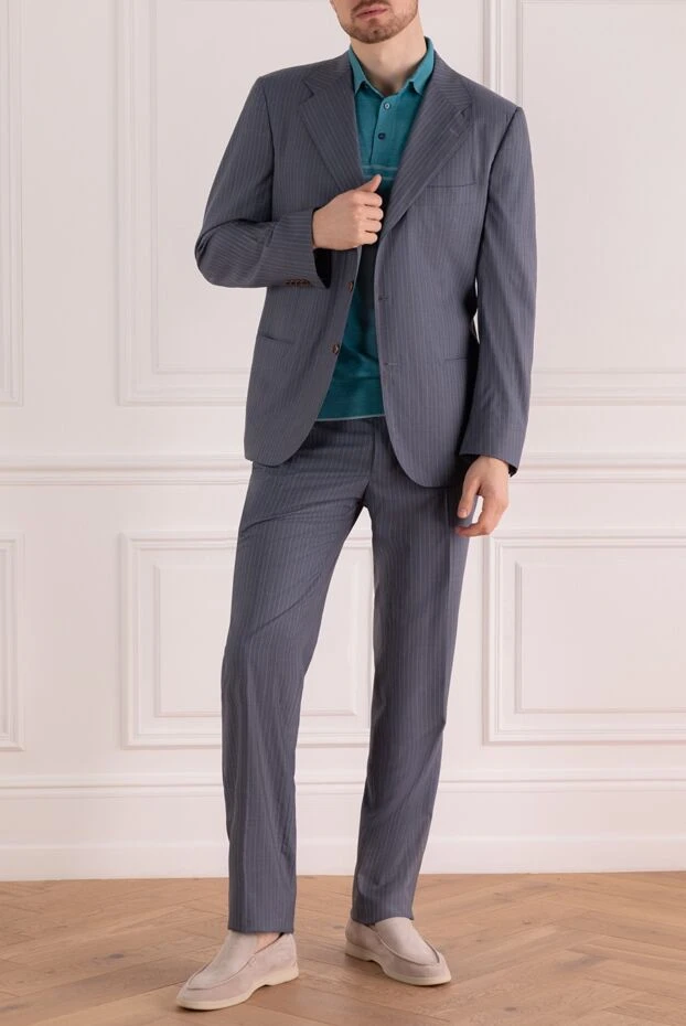 Kiton man gray men's linen suit купить с ценами и фото 949478 - photo 2