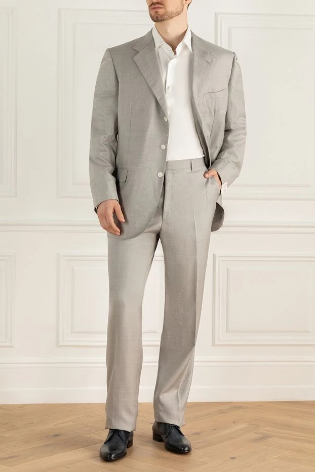 Brioni man men's suit made of wool and silk, gray купить с ценами и фото 950164 - photo 2